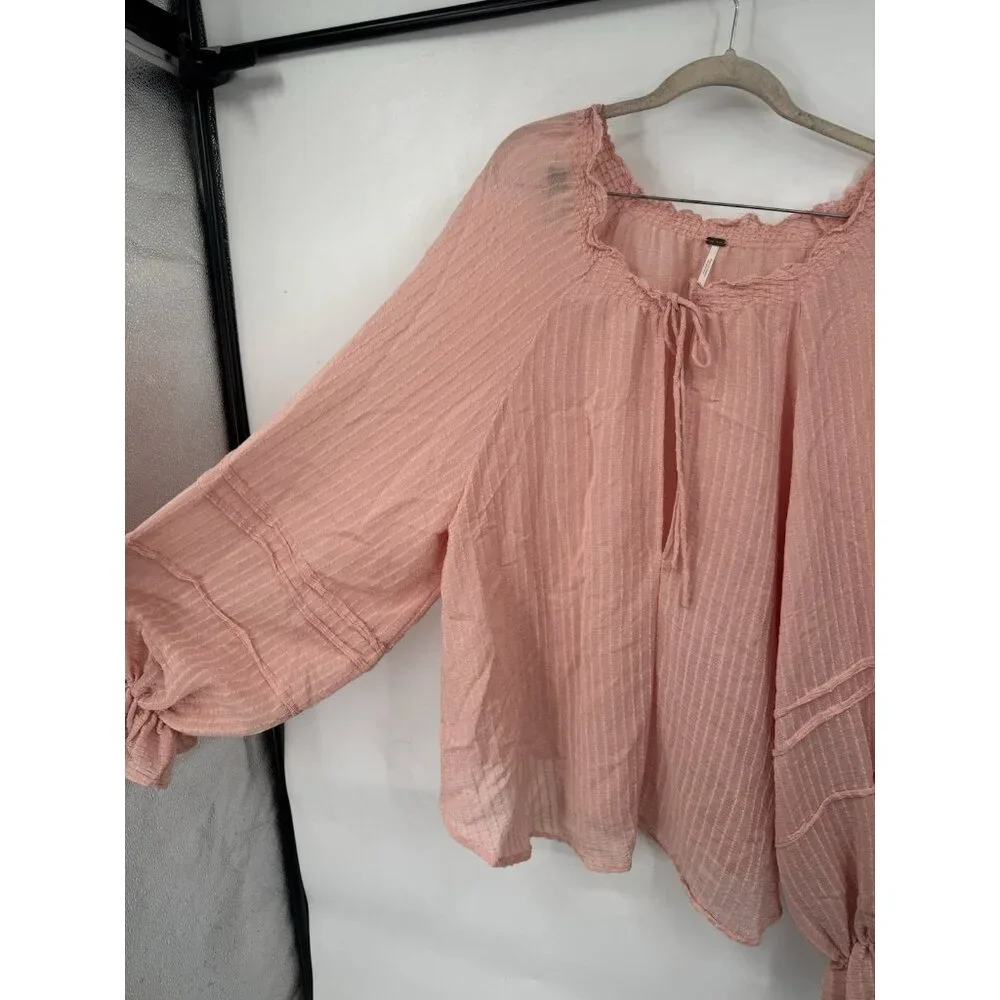 Free People Out Of Town Boho Peasant Swing Top Women L Pink Peasant Prairie - Picture 7 of 11
